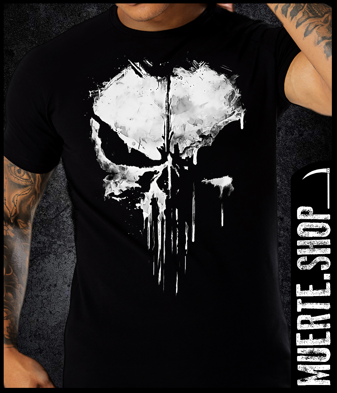 Черна тениска PUNISHER MELTED SKULL Черна тениска PUNISHER MELTED SKULL